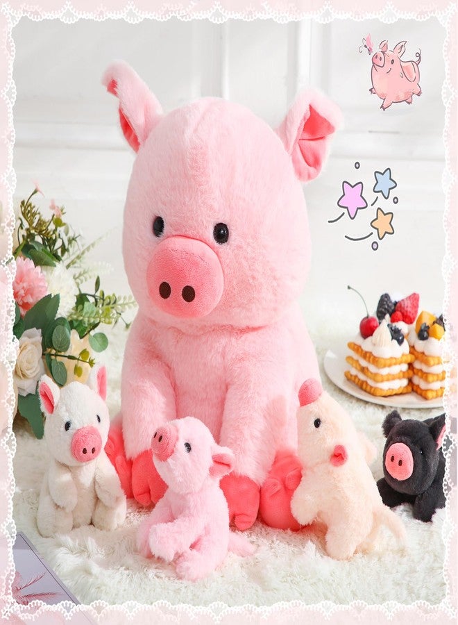 Silipull 5 Pcs Pig Stuffed Animals, 12 Inch Large Plush Mommy Pig with 4 Little Baby in Mother Belly, Gifts for Mothers, Boys and Girls' Graduation Birthday Party Favors(Sitting) - Image 5